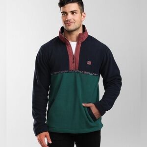 BILLABONG Boundary Mock Neck 1/4 Zip Fleece Retro Style Sz XXL